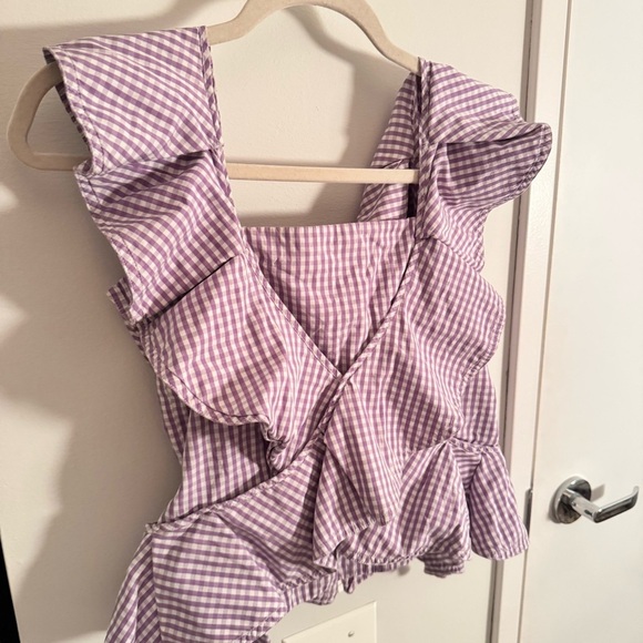 PETERSYN Lavender Gingham Plaid Purple Tate Top - Picture 6 of 11